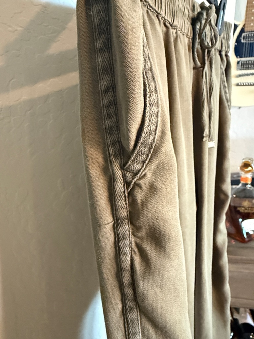 TENCIL Olive Green Drawstring Jogger Pants WITH POCKETS AND 2” waistband - Picture 2 of 7